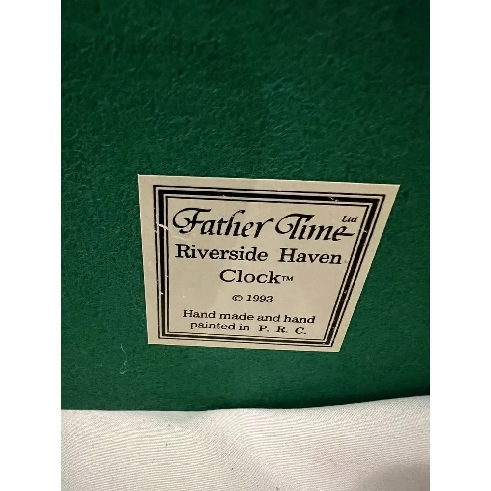 Vtg Father Time Riverside Haven Clock 1993 Hand Painted Original Box‎